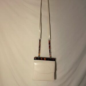 Daniel Ames Elegant White Crossbody Bag with tortoiseshell accents